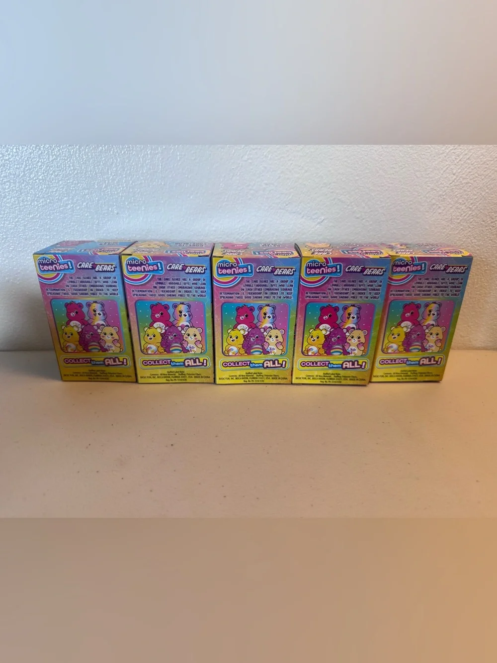Care Bears Mini Plush Set - Pink, Gold, Purple, White, Rainbow Accents